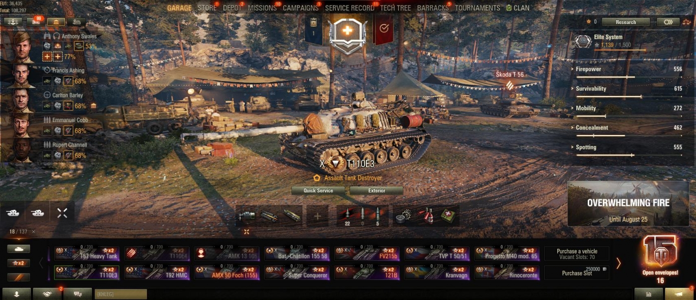 [Полный доступ] [WOT EU] [X LVL = 18] [VIII-IX LVL = 40] [Prem = 55]