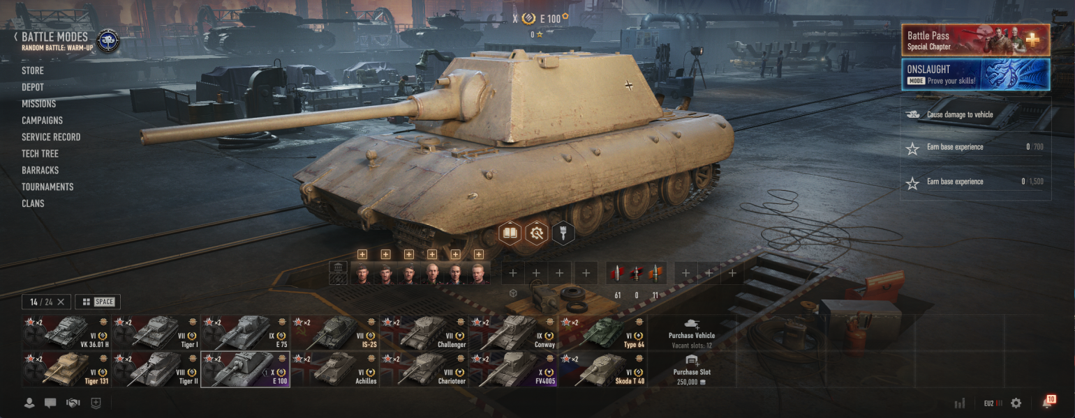 [Полный доступ] [WOT EU] FV4005 + E 100 [VIII-IX LVL = 4] [Prem = 4]