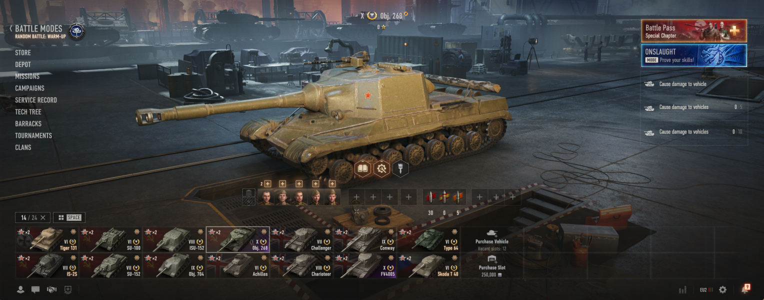 [Полный доступ] [WOT EU] FV4005 + Obj. 268 [VIII-IX LVL = 4] [Prem = 4]