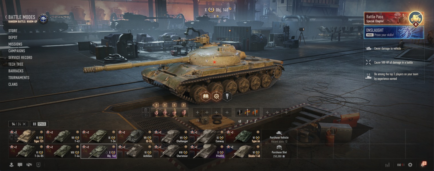 [Полный доступ] [WOT EU] FV4005 + Obj. 140 [VIII-IX LVL = 4] [Prem = 4]