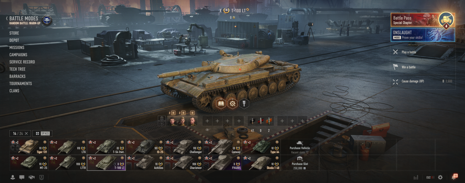 [Полный доступ] [WOT EU] FV4005 + T-100 LT [VIII-IX LVL = 4] [Prem = 4]